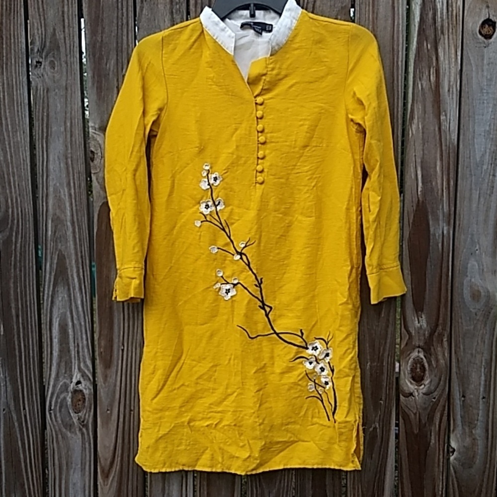 Asos yellow floral tunic size 24/XS
